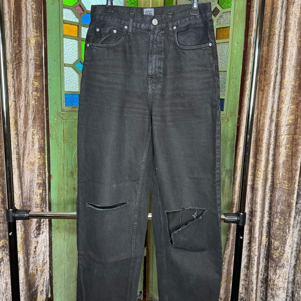 Urban Outfitters High Rise Black Distressed Jeans